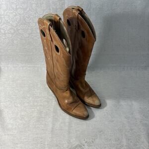 Vintage Acme Cowboy Boots Size 6N Tan Leather Western USA Made Style 8307